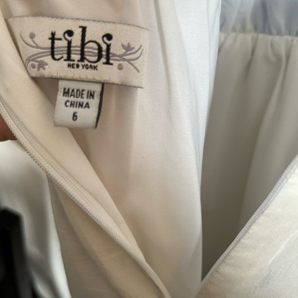 Tibi New York Silk-Cotton Blue Embroidered White Dress size 6 - Picture 7 of 11